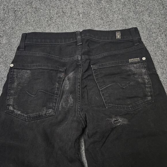 7 For All Mankind Jeans Black Distressed Bootcut Stretch Denim Grunge Style - Picture 9 of 15